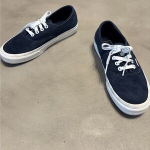 Vans Dark Blue Suede Sneakers with White Laces